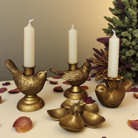 kandelaar op voet met vogel, 11x7x9cm